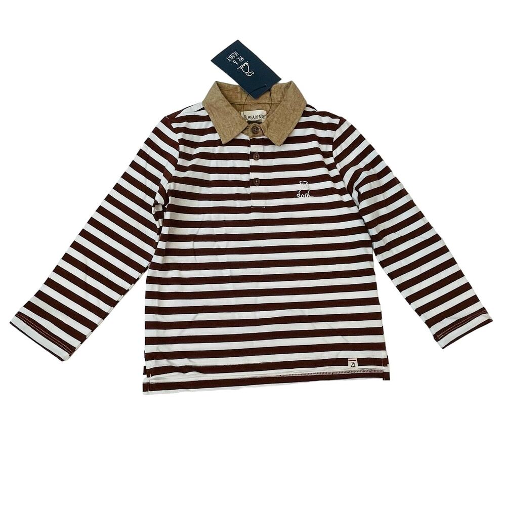 NWT Me & Henry 5/6Y Brown Stripe Waverly Polo